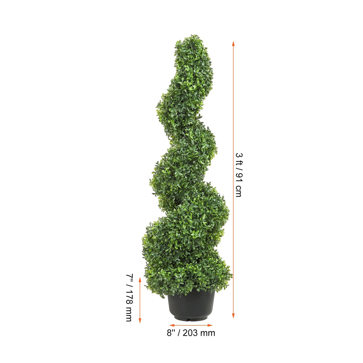 24/36/48in high Decorative Plants Green Plastic PE 1/2pcs Artificial Boxwood Tower Topiary Spiral Artificial Plant.