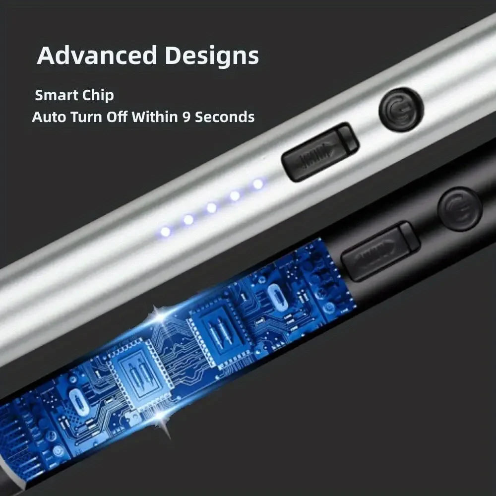 3-Piece USB Rechargeable Electric Lighter Set – 360° Rotating Windproof Lighters with LED Display