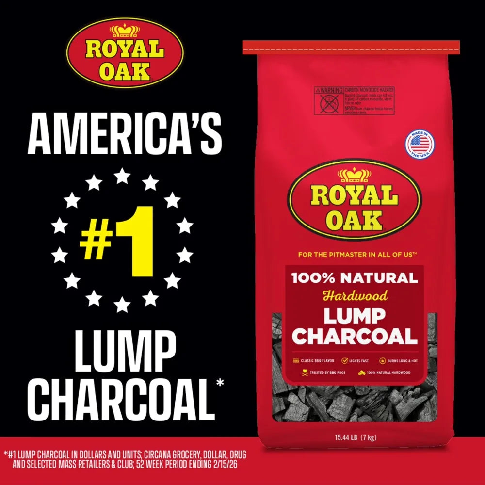 Premium 100% Natural Hardwood Lump Charcoal for Grilling BBQ Smoking 15.4 lbs