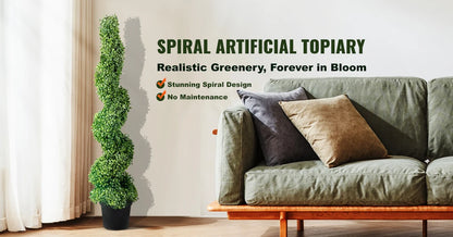 24/36/48in high Decorative Plants Green Plastic PE 1/2pcs Artificial Boxwood Tower Topiary Spiral Artificial Plant.