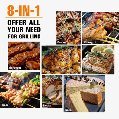 Wood Pellet Smoker Grill with 456 Sq. In. Cooking Area, Auto Feed, 8-in-1 BBQ, Meat Probe & Side Table