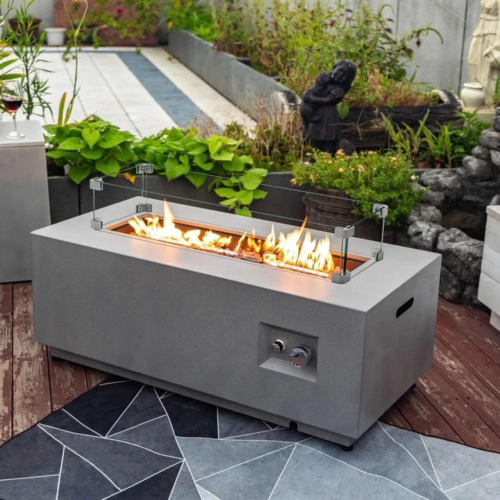 Outdoor Fire Pit Table Propane Gas Fire pits Outdoor Fireplaces 42'' Rectangular Firepit Table, 2 Pieces in 1, 50,000 BTU