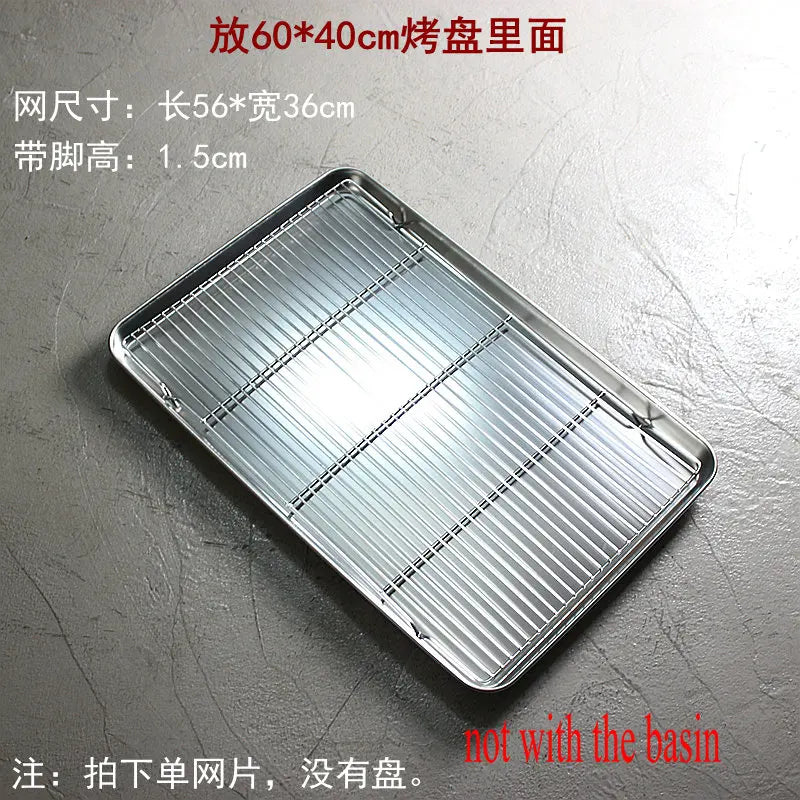 304 Stainless Steel BBQ Grill Mesh Grate – Charcoal Barbecue Rack with V-Feet for Oil Drainage & High Heat Cooking