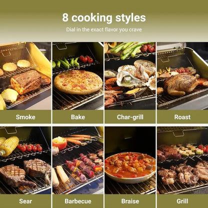20V Portable Wood Pellet Grill Smoker, Electric Tabletop Pellet Smoker with 287 Sq. In. Cooking Area & Temperature Control