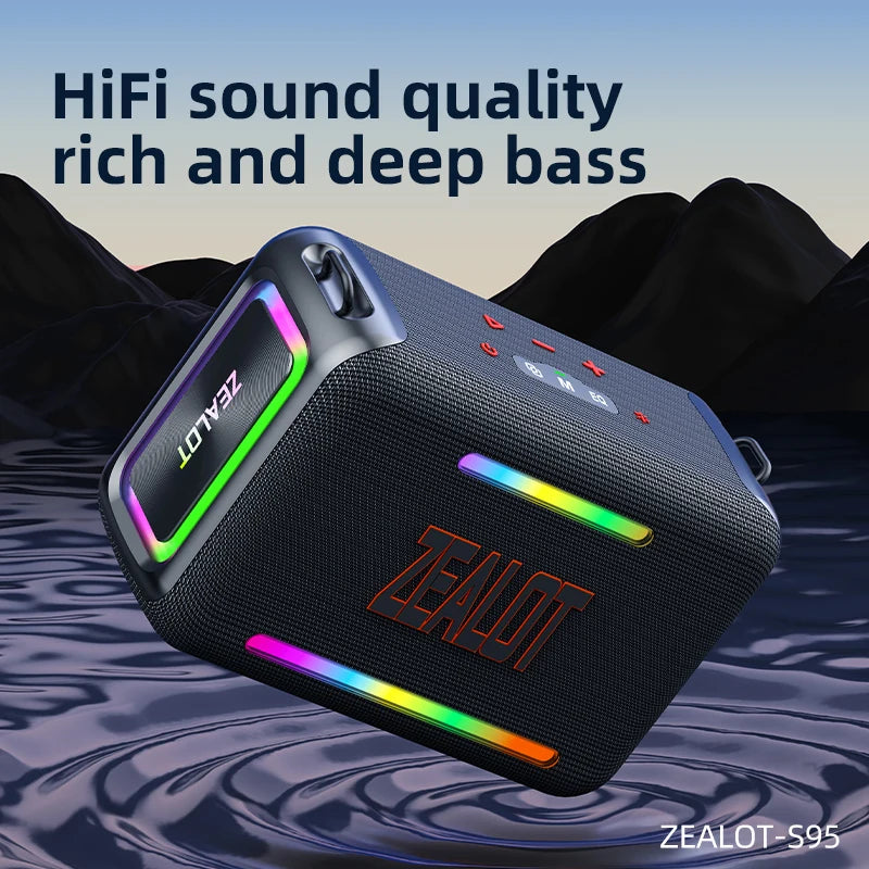 ZEALOT S95 120W Waterproof Portable Bluetooth Speaker, Outdoor Boombox with Subwoofer & Triple Passive Radiators for Deep Bass