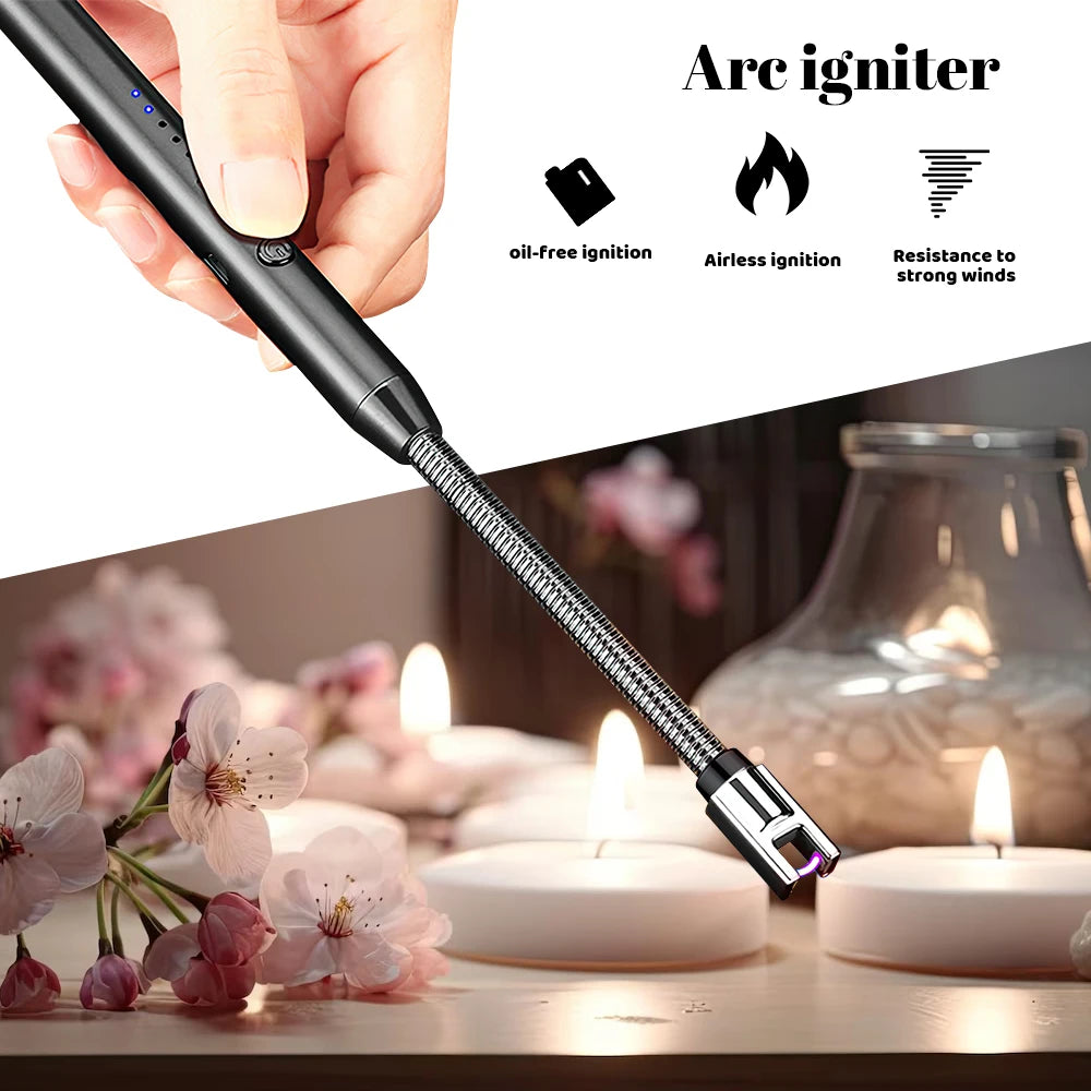 1/2/5-Piece USB Rechargeable Electric Lighter – Windproof Flameless Arc Lighter for BBQ, Kitchen, Candles & Camping
