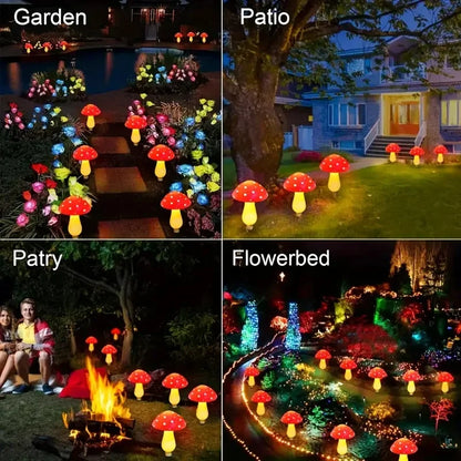 Okal Red East - 20-Piece Solar Mushroom Lights – Outdoor Garden Decor with 8 Lighting Modes for Patio & Pathway