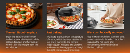 Pizza Oven Machine Kitchen Household Electric Save Space Double-sided Heated Fry Pizza Maker Large Viewing Window Up to 420°C