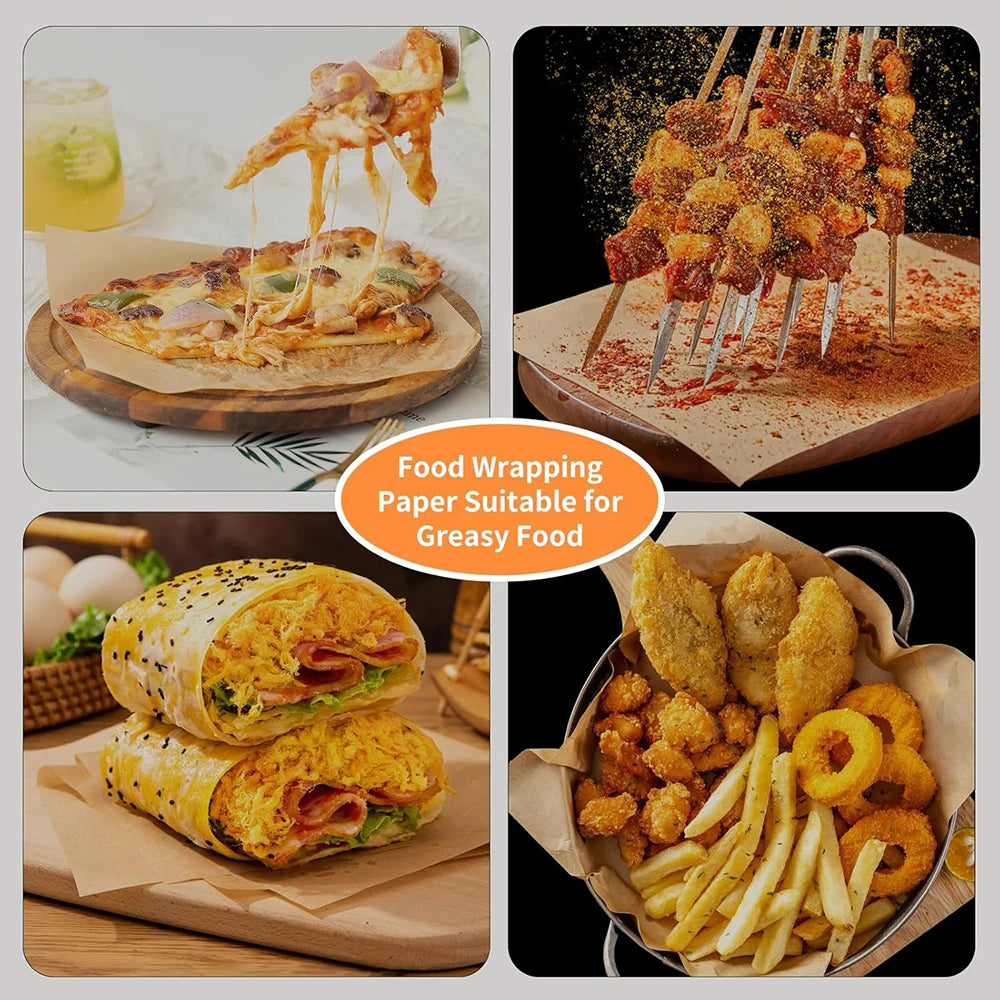 Parchment Paper Sheets: Food Deli Basket Liners for Baking, Sandwich Wrapping, BBQ, Picnics, Parties, Festivals & Outdoor Use