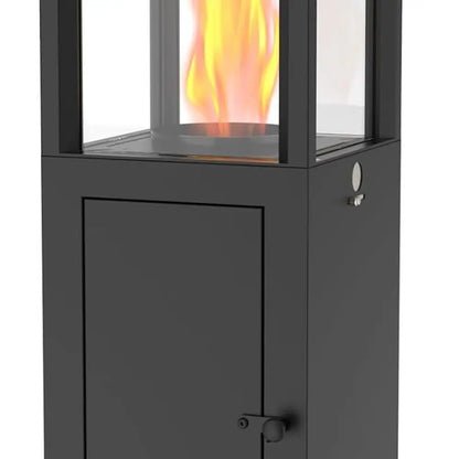 Wood Pellets Patio Heater with Wheels and Ash Box, Safe and Adjustable Outdoor Heaters for Patio. Outdoor Fire Pit