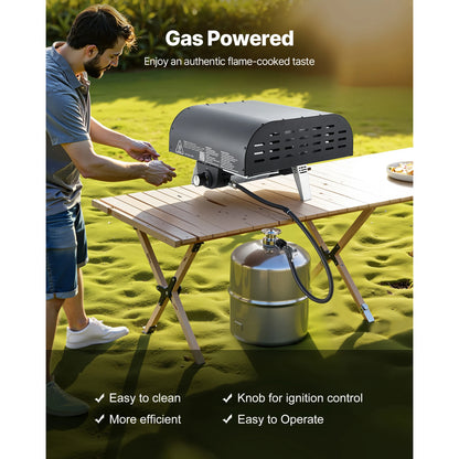 SucceBuy Propane Outdoor Pizza Oven 12In Portable Pizza-Cooker w/Thickened Pizza-Stone Carry Bag Pizza-Oven for Outside Backyard