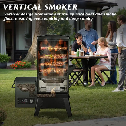 Wood Pellet Smoker with Rainproof Cover BBQ Grill
