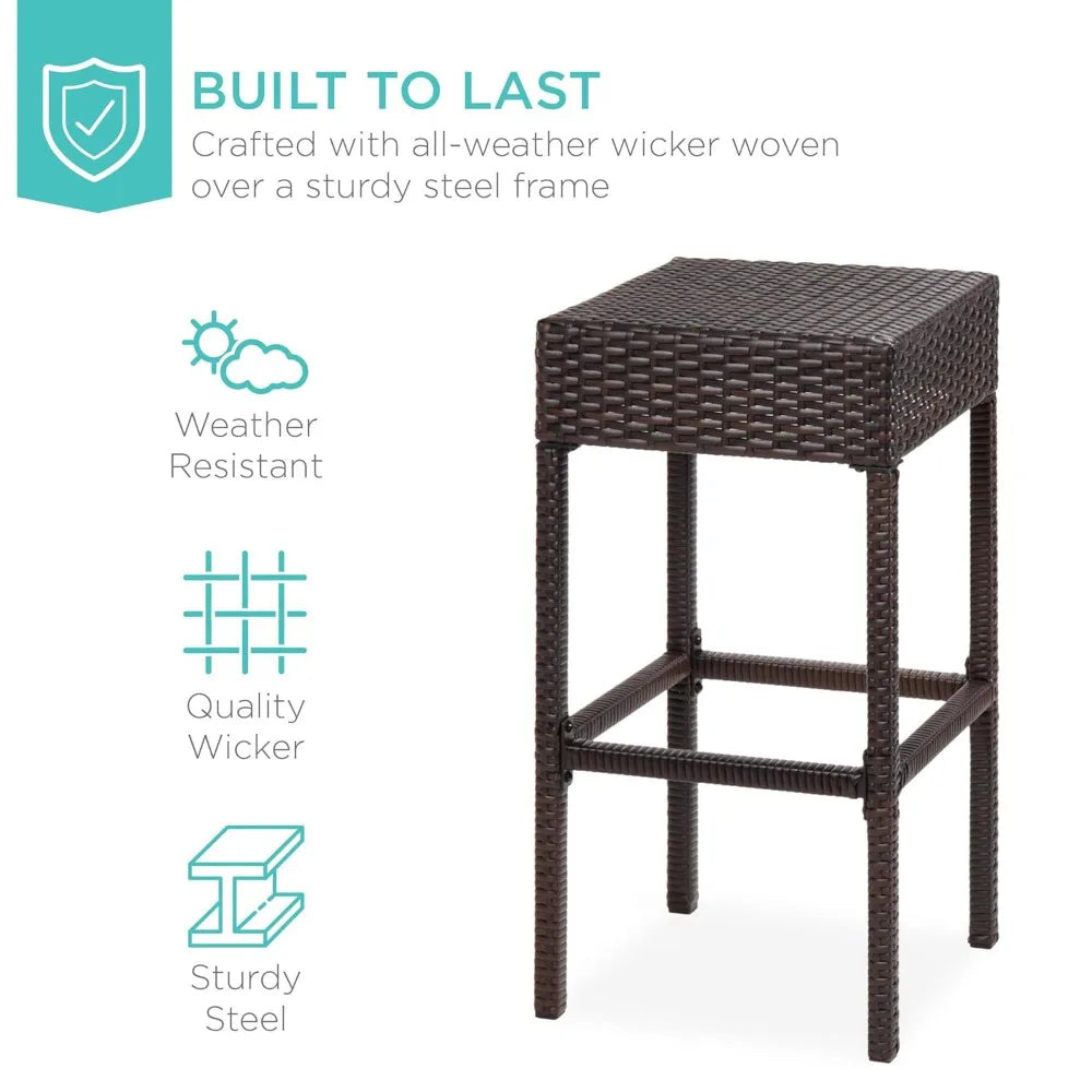 5-Piece Outdoor Rattan Bar Table & Chair Set – Built-In Bottle Opener & Hidden Storage Rack
