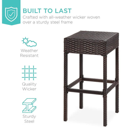 5-Piece Outdoor Rattan Bar Table & Chair Set – Built-In Bottle Opener & Hidden Storage Rack