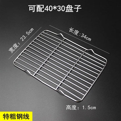 304 Stainless Steel BBQ Grill Mesh Grate – Charcoal Barbecue Rack with V-Feet for Oil Drainage & High Heat Cooking