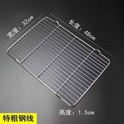 304 Stainless Steel BBQ Grill Mesh Grate – Charcoal Barbecue Rack with V-Feet for Oil Drainage & High Heat Cooking