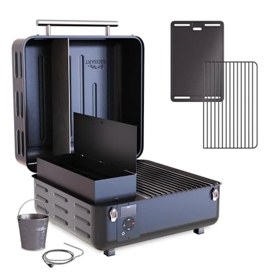 Portable Wood Pellet Grill & Smoker with Digital Controller & Cast-Iron Grate