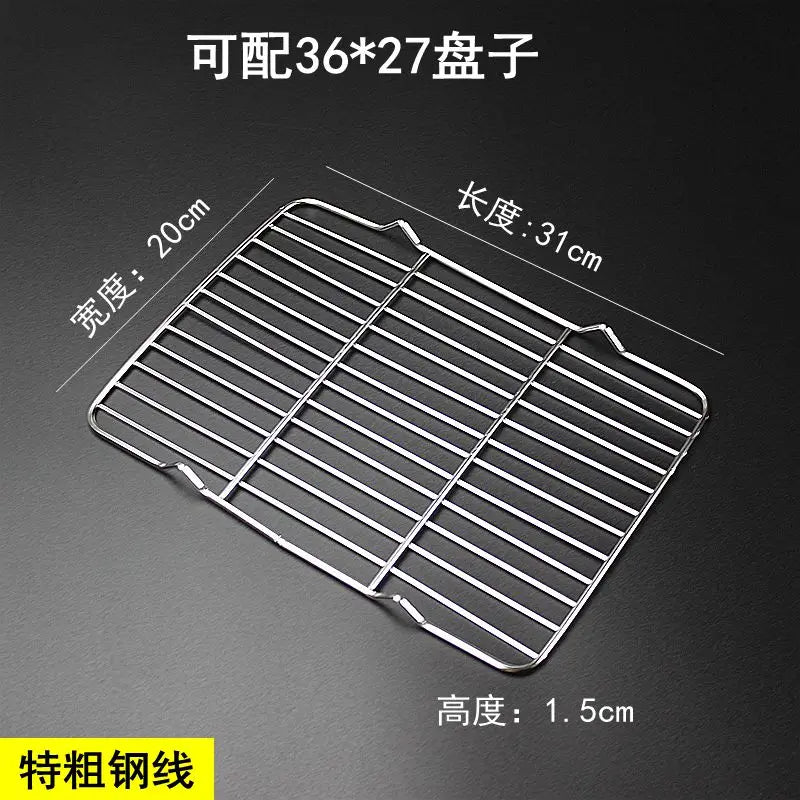 304 Stainless Steel BBQ Grill Mesh Grate – Charcoal Barbecue Rack with V-Feet for Oil Drainage & High Heat Cooking