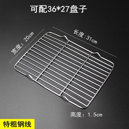 304 Stainless Steel BBQ Grill Mesh Grate – Charcoal Barbecue Rack with V-Feet for Oil Drainage & High Heat Cooking