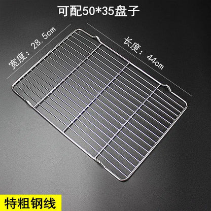 304 Stainless Steel BBQ Grill Mesh Grate – Charcoal Barbecue Rack with V-Feet for Oil Drainage & High Heat Cooking