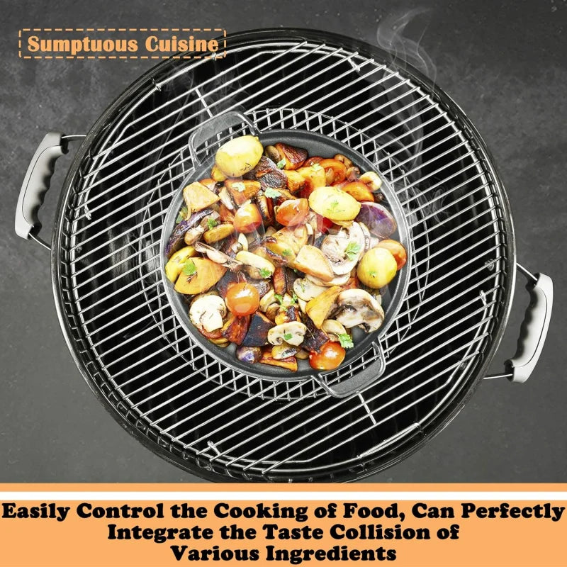 Gourmet BBQ System Cast Iron Griddle Pan for 22.5" Weber Kettle Charcoal Grill & Smokers