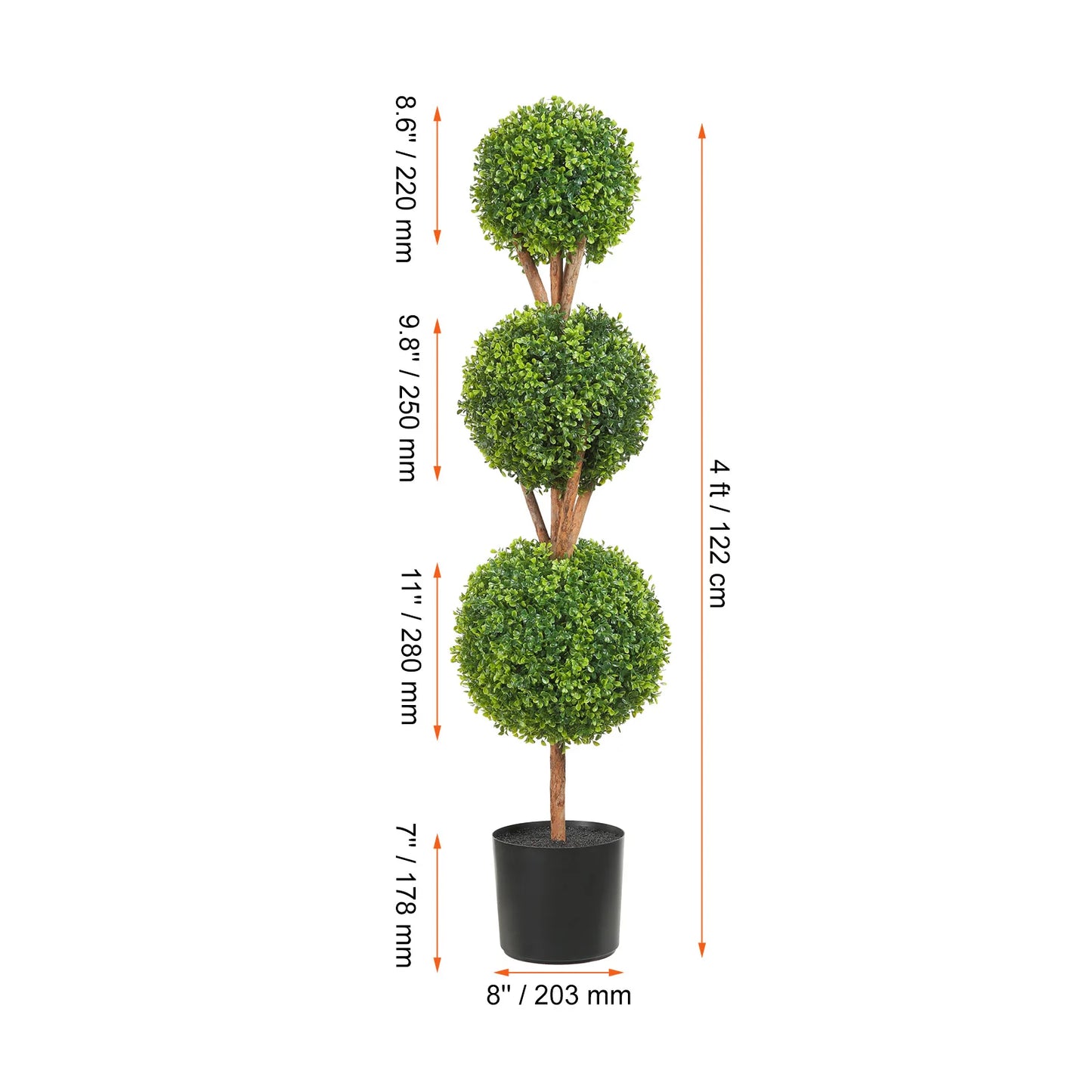 24/36/48in high Decorative Plants Green Plastic PE 1/2pcs Artificial Boxwood Tower Topiary Spiral Artificial Plant.
