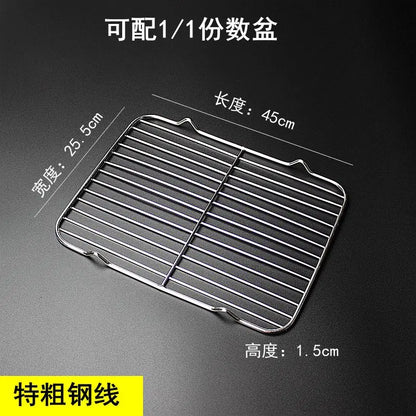 304 Stainless Steel BBQ Grill Mesh Grate – Charcoal Barbecue Rack with V-Feet for Oil Drainage & High Heat Cooking