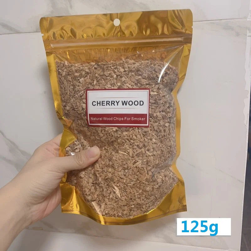 BBQ Smoked Sawdust Wood Chips-125-500g- Apple- Cherry Oak- Hickory-Alder Beech Smoking Fruit Wood Pieces for Smoker Fumigation Box