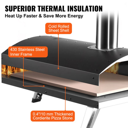 SucceBuy 12" Charcoal Pizza Oven – Portable Outdoor Grill