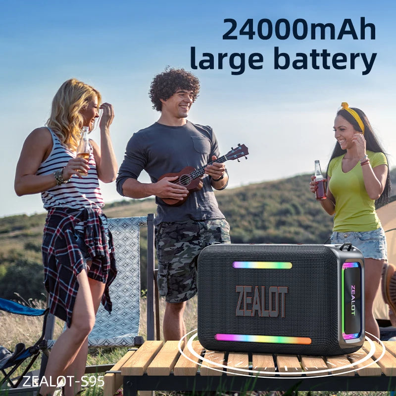 ZEALOT S95 120W Waterproof Portable Bluetooth Speaker, Outdoor Boombox with Subwoofer & Triple Passive Radiators for Deep Bass