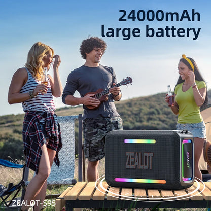ZEALOT S95 120W Waterproof Portable Bluetooth Speaker, Outdoor Boombox with Subwoofer & Triple Passive Radiators for Deep Bass