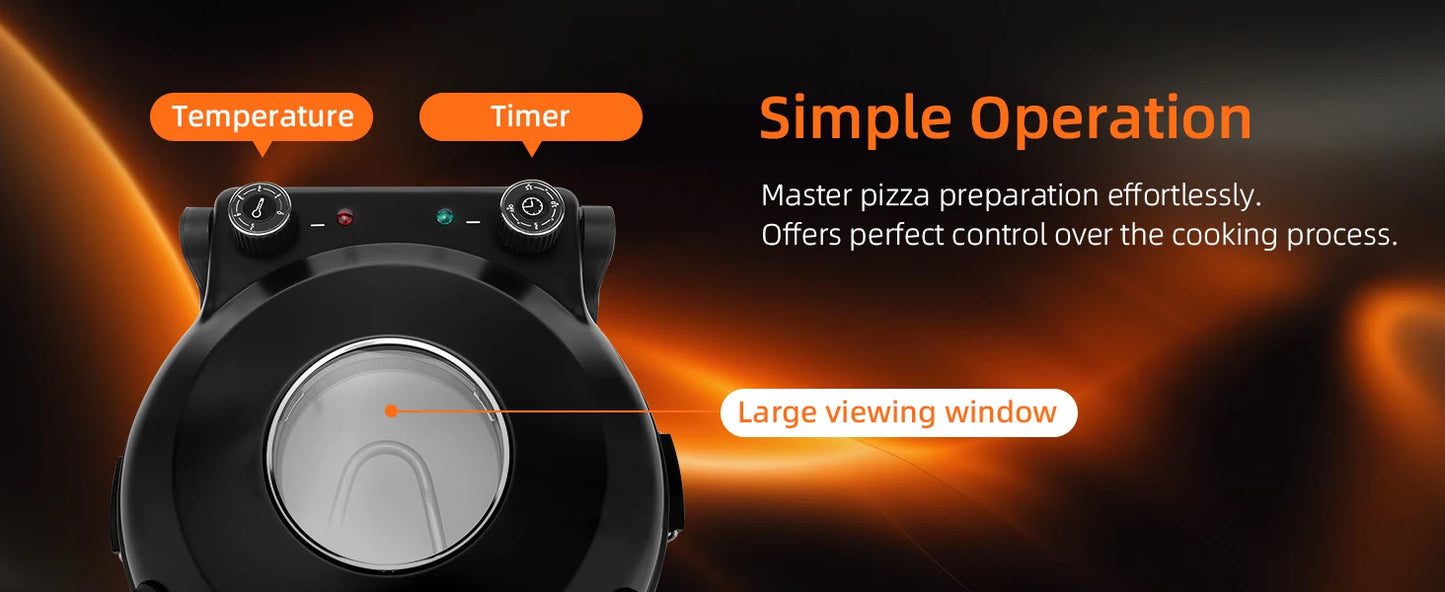 Pizza Oven Machine Kitchen Household Electric Save Space Double-sided Heated Fry Pizza Maker Large Viewing Window Up to 420°C