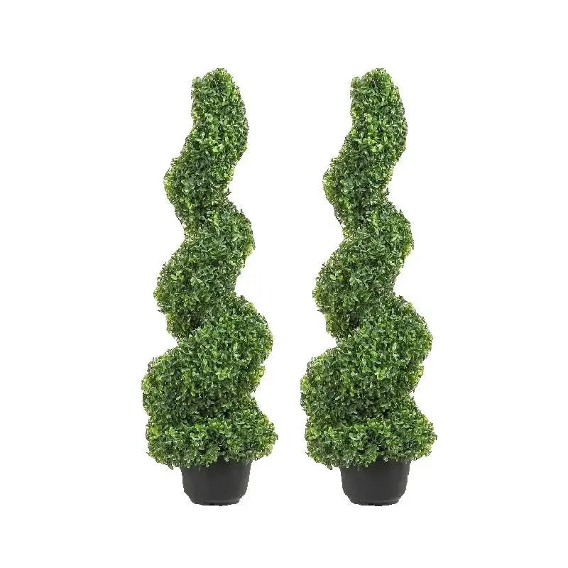 24/36/48in high Decorative Plants Green Plastic PE 1/2pcs Artificial Boxwood Tower Topiary Spiral Artificial Plant.