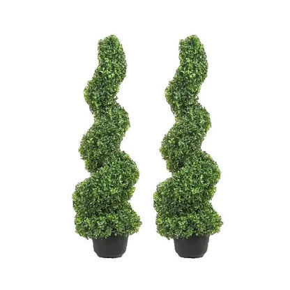 24/36/48in high Decorative Plants Green Plastic PE 1/2pcs Artificial Boxwood Tower Topiary Spiral Artificial Plant.