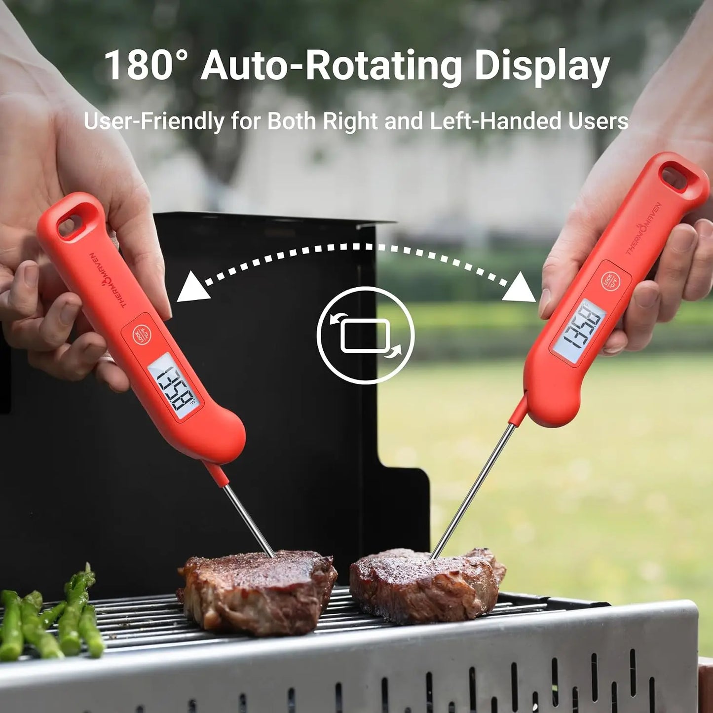 Instant Read Meat Thermometer, ±0.5℉ Accuracy, Waterproof, Backlit, Motion-Sensing, for Grilling