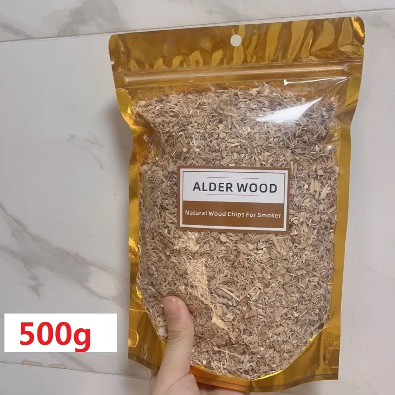 BBQ Smoked Sawdust Wood Chips-125-500g- Apple- Cherry Oak- Hickory-Alder Beech Smoking Fruit Wood Pieces for Smoker Fumigation Box