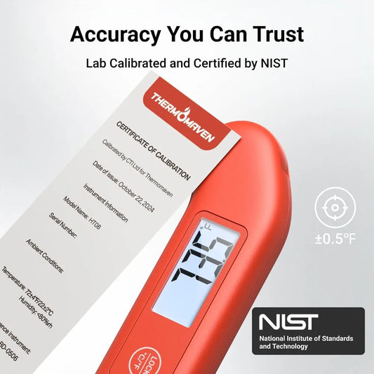 Instant Read Meat Thermometer, ±0.5℉ Accuracy, Waterproof, Backlit, Motion-Sensing, for Grilling