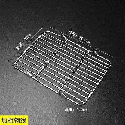 304 Stainless Steel BBQ Grill Mesh Grate – Charcoal Barbecue Rack with V-Feet for Oil Drainage & High Heat Cooking