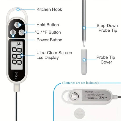 TP300 Probe Thermometer 1-Pack, Fast & Accurate 0.1°C Resolution, 9.65in Long, HOLD Function, for Kitchen & BBQ