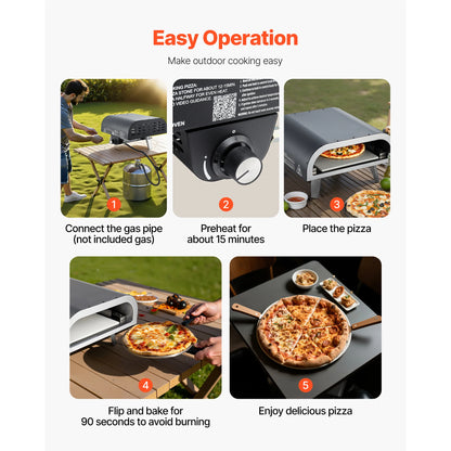 SucceBuy Propane Outdoor Pizza Oven 12In Portable Pizza-Cooker w/Thickened Pizza-Stone Carry Bag Pizza-Oven for Outside Backyard