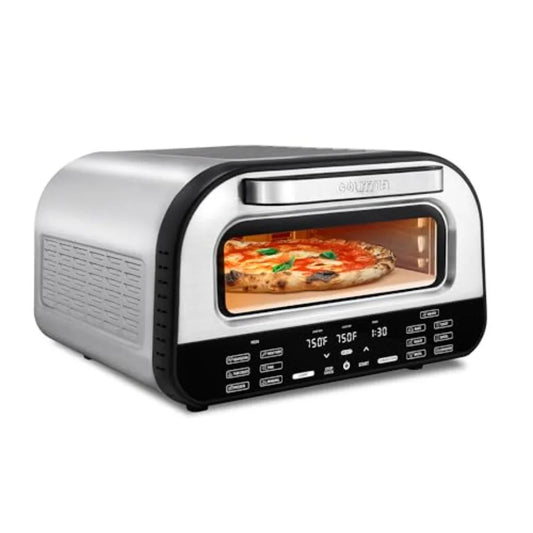 Indoor Pizza Oven Air Fryer Toaster 1800W Countertop Multi-Cooker with Pizza Stone, Digital Controls and 6 Presets, Stainless S
