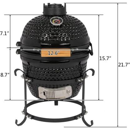 13" Portable Ceramic Charcoal Grill & Smoker