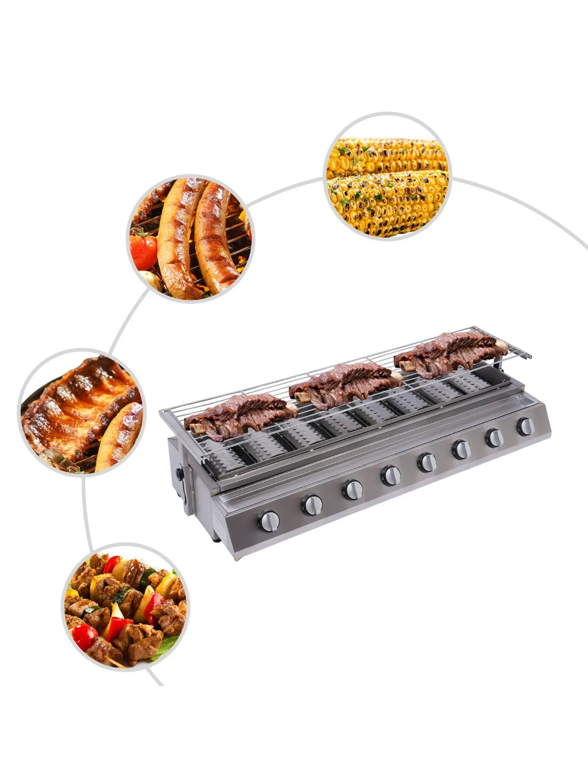 8-Burner Tabletop Gas Grill – Stainless Steel Outdoor Grill for Camping & Picnics