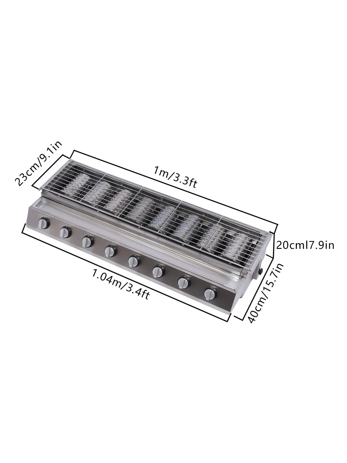 8-Burner Tabletop Gas Grill – Stainless Steel Outdoor Grill for Camping & Picnics