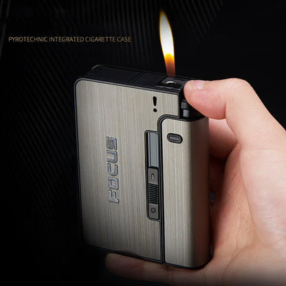 Portable Automatic Cigarette Case Metal Holder Box for 10 King Size Cigarettes, Lighter Not Included