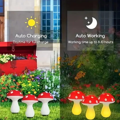 Okal Red East - 20-Piece Solar Mushroom Lights – Outdoor Garden Decor with 8 Lighting Modes for Patio & Pathway