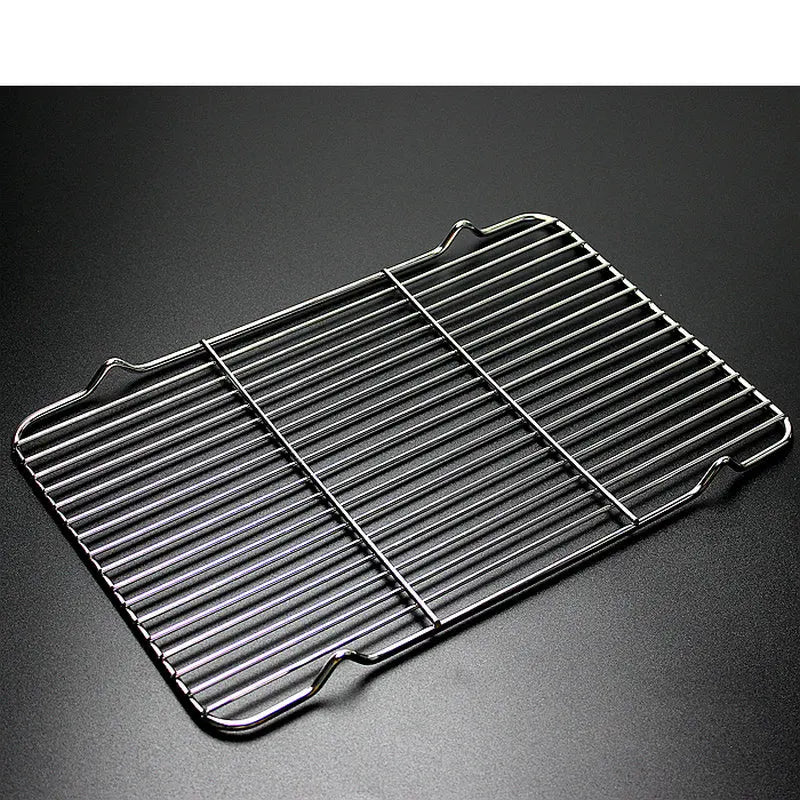 304 Stainless Steel BBQ Grill Mesh Grate – Charcoal Barbecue Rack with V-Feet for Oil Drainage & High Heat Cooking