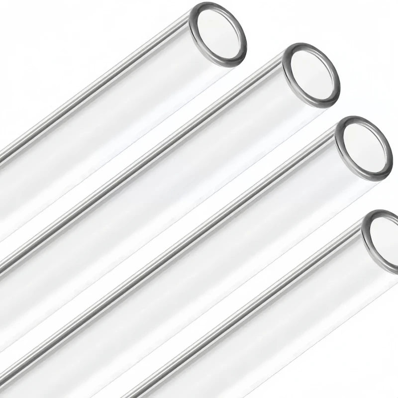 7-Piece 4-Inch Borosilicate Glass Pipes – Reusable Clear/Colored Tubes with Puff End