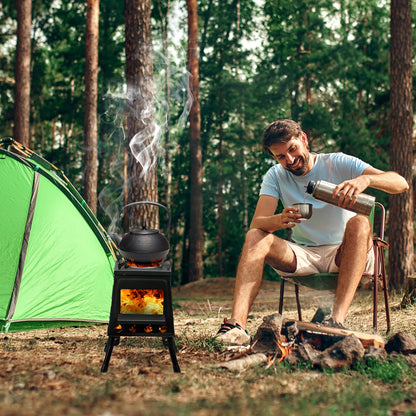 Portable Folding Wood Stove Grill – Windproof Barbecue Oven for Camping, Picnic & Outdoor Cooking