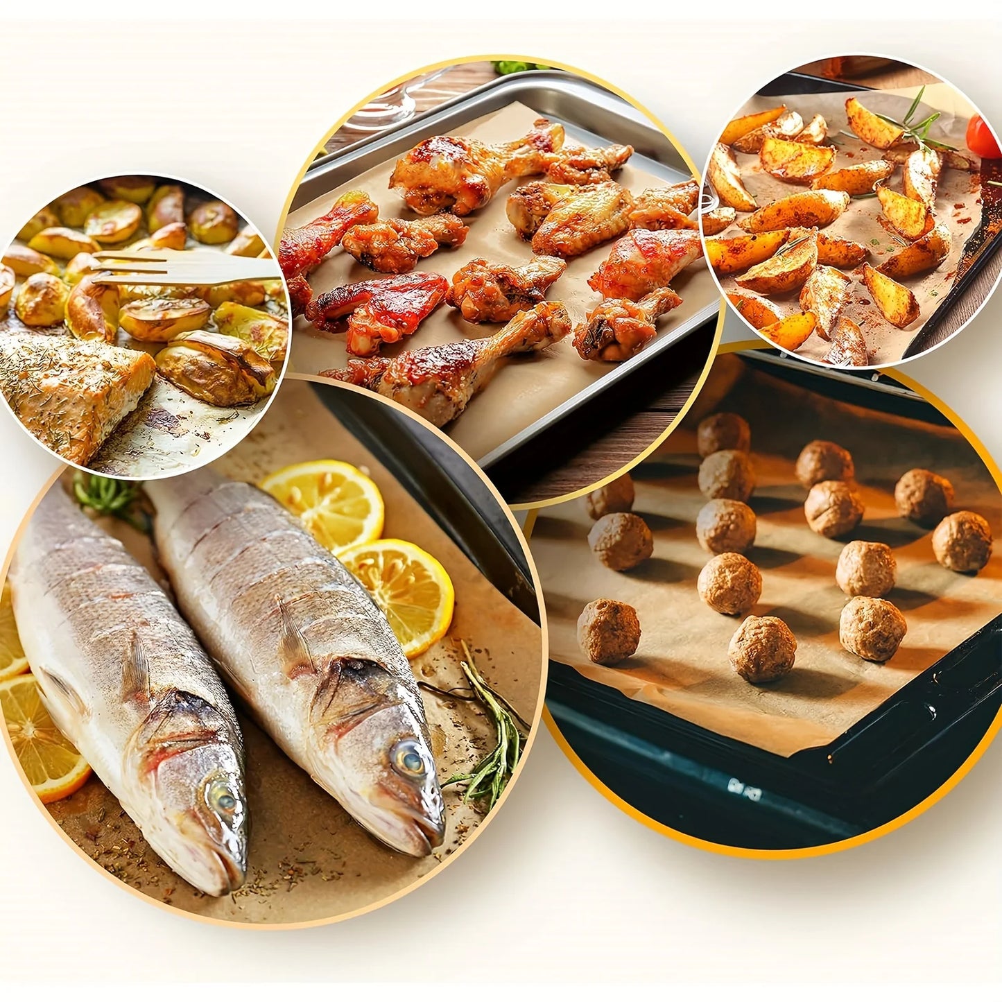 20m Non-Stick Parchment Paper Baking Sheets Precut Liners for Oven Air Fryer Grilling Mat Bread Cookies Kitchen Baking